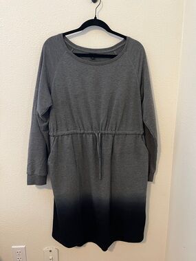 Torrid Gray to Blue Ombre Drawstring Long Sleeve Dress